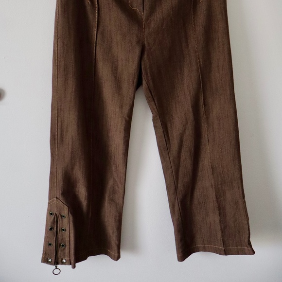 Casual Grommet Zipper Brown Structured Pants - Picture 7 of 9